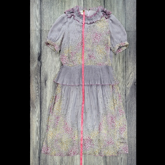 Vintage Tokyo Japan Japanese Ruffle Floral Midi Dress - Picture 16 of 16